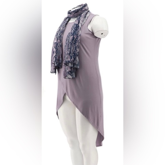 G Giuliano Ecoluxe Drama High/Low Tank & Scarf NWT - Picture 5 of 8